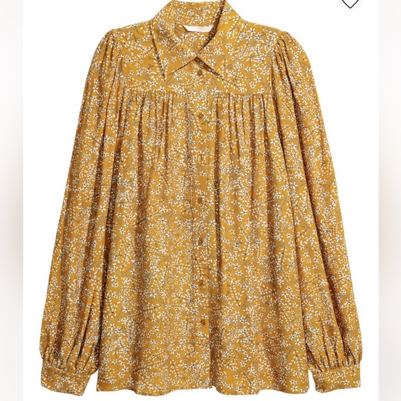 Floral Blouse in yellow Size 10 - Picture 2 of 3